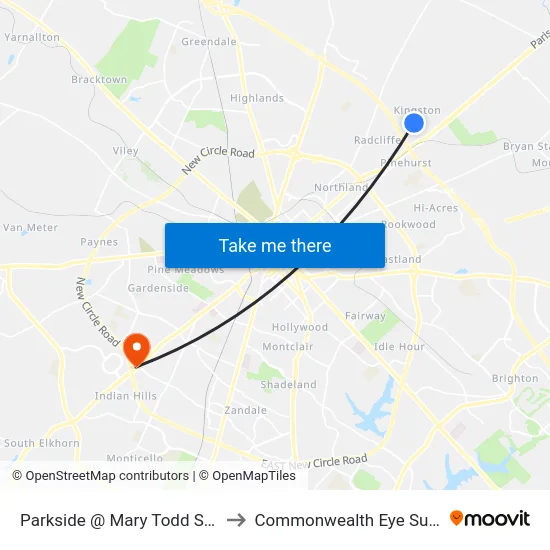 Parkside @ Mary Todd School to Commonwealth Eye Surgery map