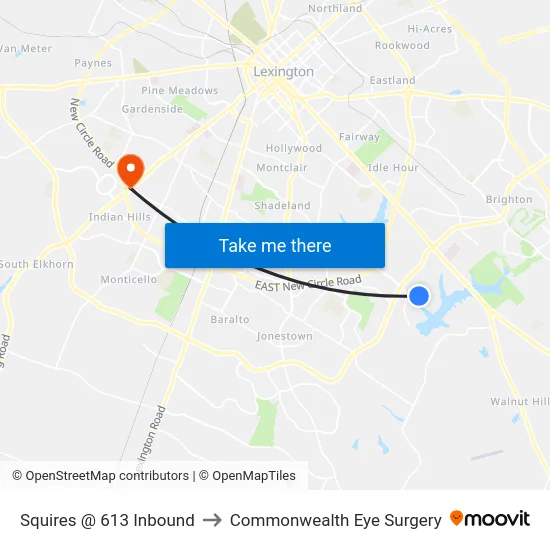 Squires @ 613 Inbound to Commonwealth Eye Surgery map