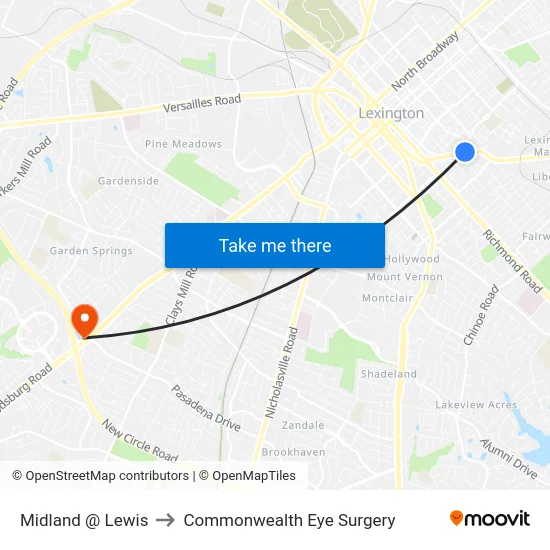 Midland @ Lewis to Commonwealth Eye Surgery map