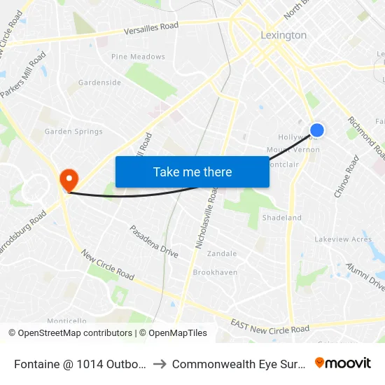 Fontaine @ 1014 Outbound to Commonwealth Eye Surgery map