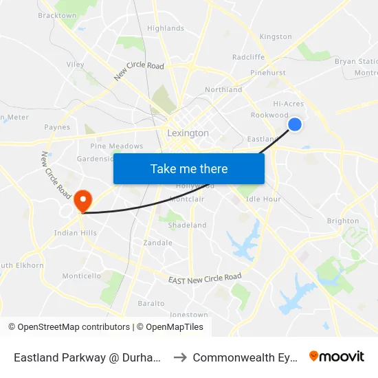Eastland Parkway @ Durham Outbound to Commonwealth Eye Surgery map