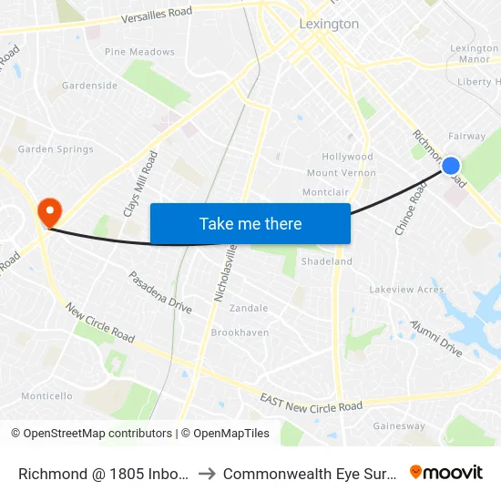 Richmond @ 1805 Inbound to Commonwealth Eye Surgery map