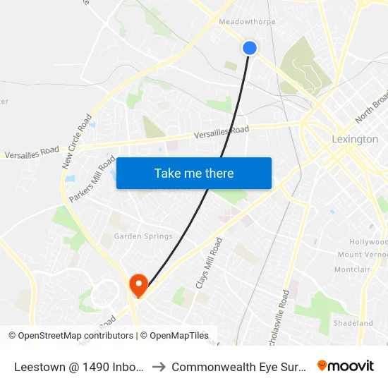 Leestown @ 1490 Inbound to Commonwealth Eye Surgery map