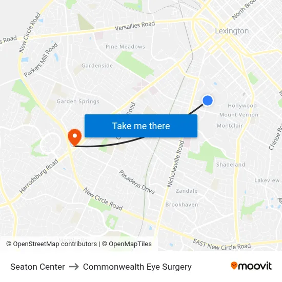 Seaton Center to Commonwealth Eye Surgery map