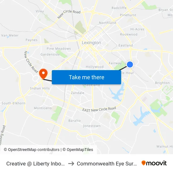 Creative @ Liberty Inbound to Commonwealth Eye Surgery map