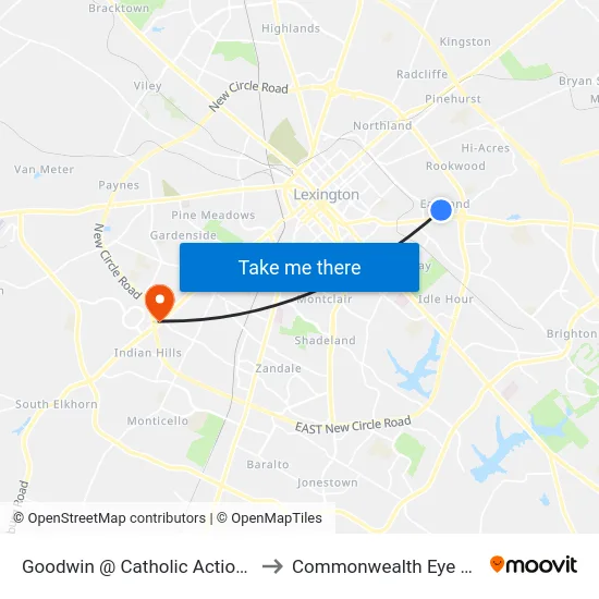 Goodwin @ Catholic Action Center to Commonwealth Eye Surgery map