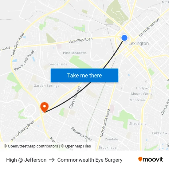 High @ Jefferson to Commonwealth Eye Surgery map