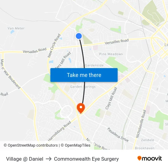 Village @ Daniel to Commonwealth Eye Surgery map