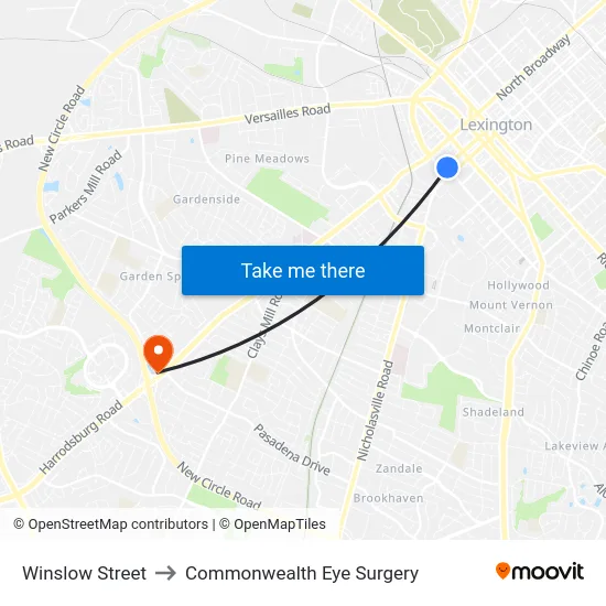 Winslow Street to Commonwealth Eye Surgery map