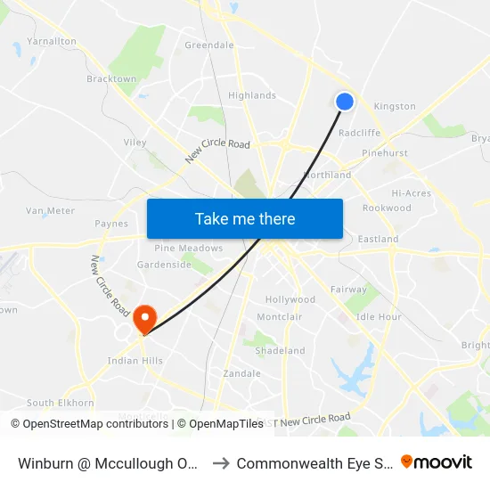 Winburn @ Mccullough Outbound to Commonwealth Eye Surgery map