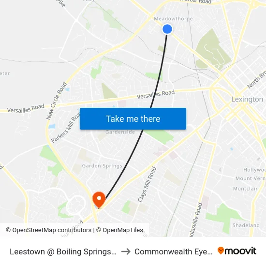 Leestown @ Boiling Springs Outbound to Commonwealth Eye Surgery map