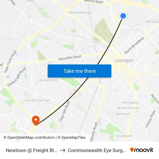 Newtown @ Freight Blvd to Commonwealth Eye Surgery map