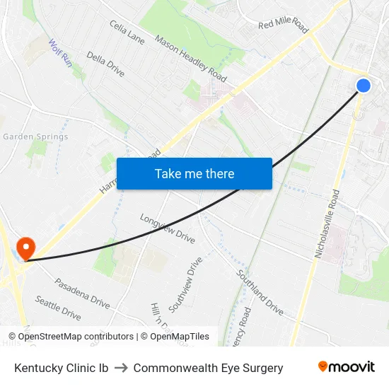 Kentucky Clinic Ib to Commonwealth Eye Surgery map