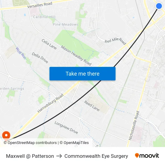 Maxwell @ Patterson to Commonwealth Eye Surgery map
