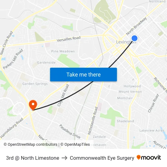 3rd @ North Limestone to Commonwealth Eye Surgery map