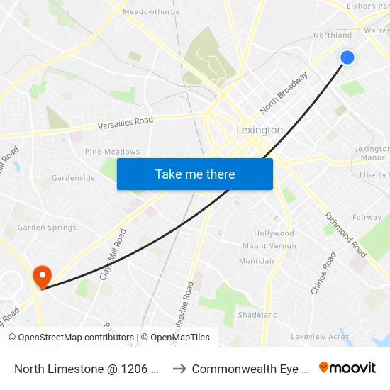 North Limestone @ 1206 Outbound to Commonwealth Eye Surgery map