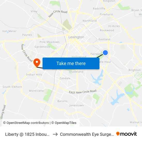 Liberty @ 1825 Inbound to Commonwealth Eye Surgery map