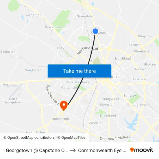 Georgetown @ Capstone Outbound to Commonwealth Eye Surgery map