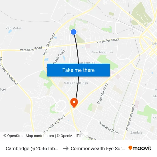 Cambridge @ 2036 Inbound to Commonwealth Eye Surgery map