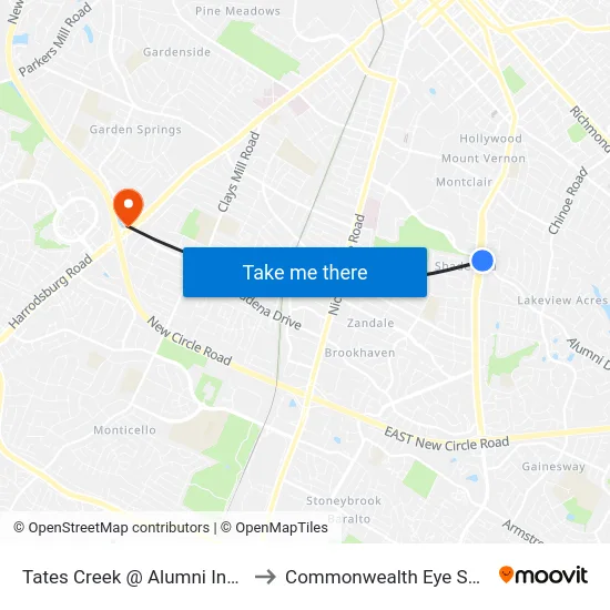 Tates Creek @ Alumni Inbound to Commonwealth Eye Surgery map