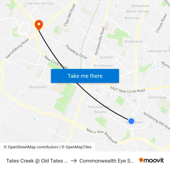 Tates Creek @ Old Tates Creek to Commonwealth Eye Surgery map