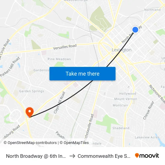 North Broadway @ 6th Inbound to Commonwealth Eye Surgery map