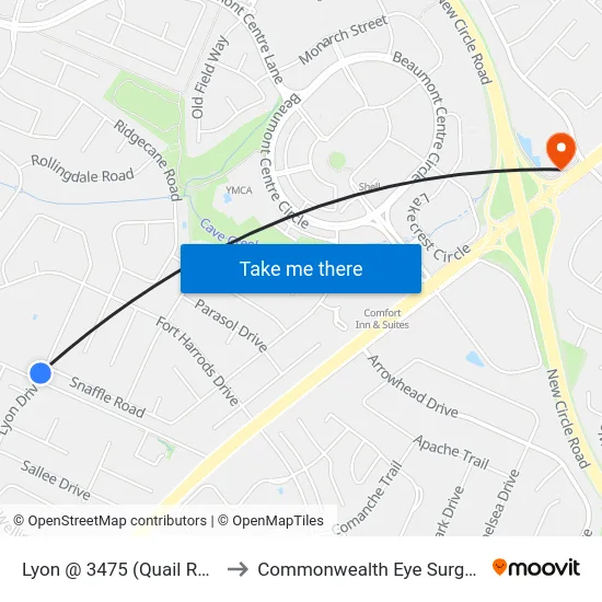 Lyon @ 3475 (Quail Run) to Commonwealth Eye Surgery map