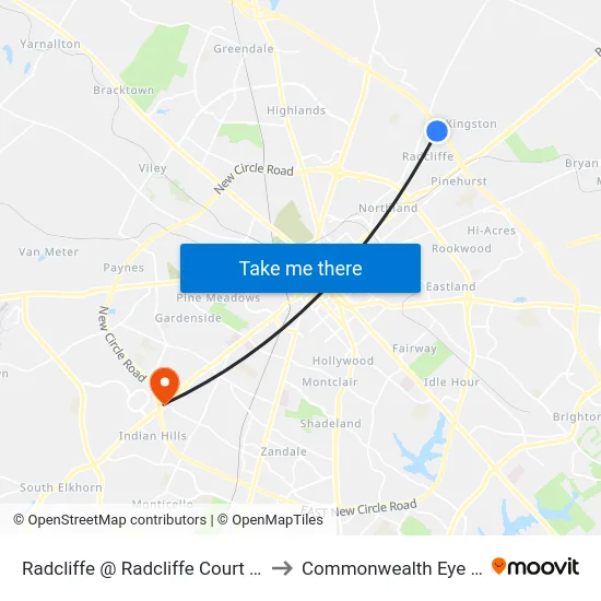 Radcliffe @ Radcliffe Court Outbound to Commonwealth Eye Surgery map