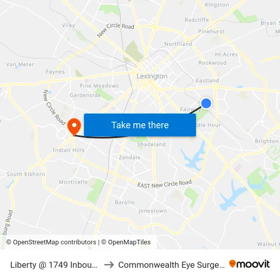 Liberty @ 1749 Inbound to Commonwealth Eye Surgery map