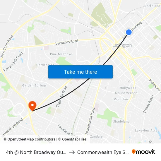 4th @ North Broadway Outbound to Commonwealth Eye Surgery map