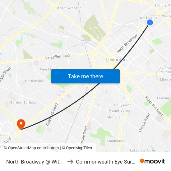 North Broadway @ Withers to Commonwealth Eye Surgery map