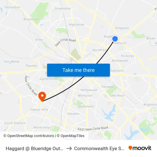 Haggard @ Blueridge Outbound to Commonwealth Eye Surgery map