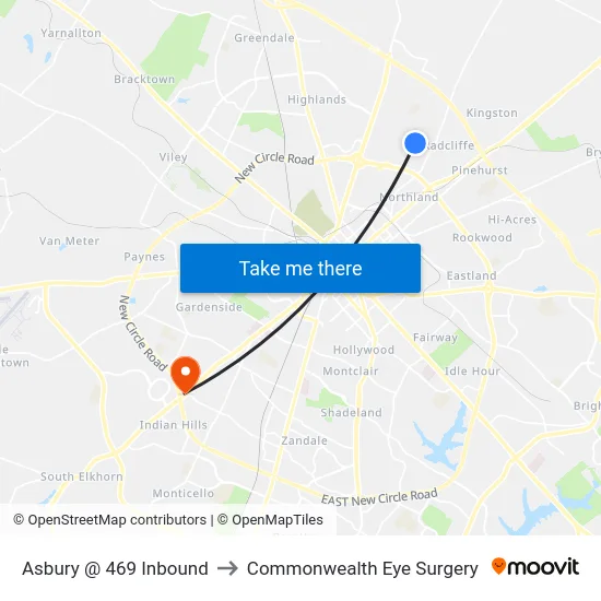 Asbury @ 469 Inbound to Commonwealth Eye Surgery map