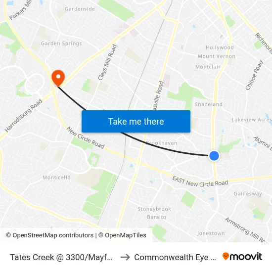 Tates Creek @ 3300/Mayfair Manor to Commonwealth Eye Surgery map