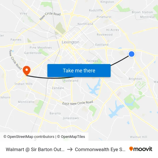 Walmart @ Sir Barton Outbound to Commonwealth Eye Surgery map