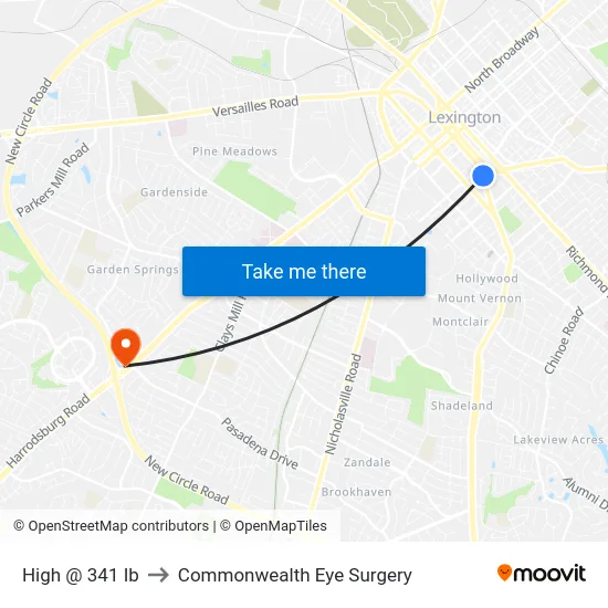 High @ 341 Ib to Commonwealth Eye Surgery map