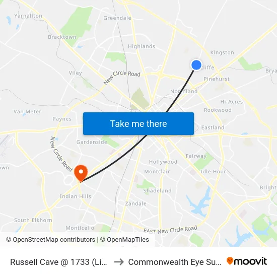 Russell Cave @ 1733 (Library) to Commonwealth Eye Surgery map