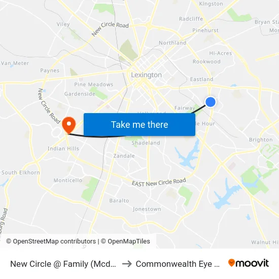 New Circle @ Family (Mcdonald'S) to Commonwealth Eye Surgery map