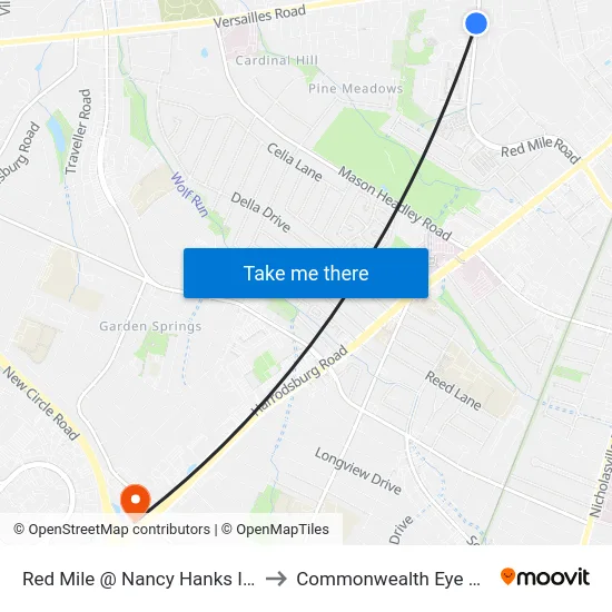 Red Mile @ Nancy Hanks Inbound to Commonwealth Eye Surgery map