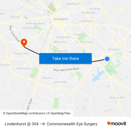 Lindenhurst @ 304 to Commonwealth Eye Surgery map