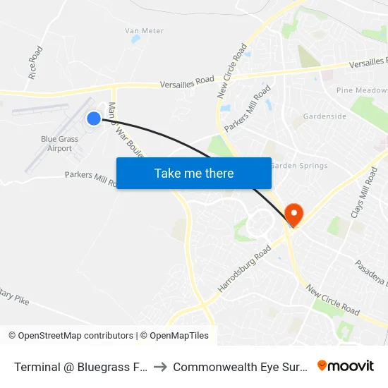 Terminal @ Bluegrass Field to Commonwealth Eye Surgery map