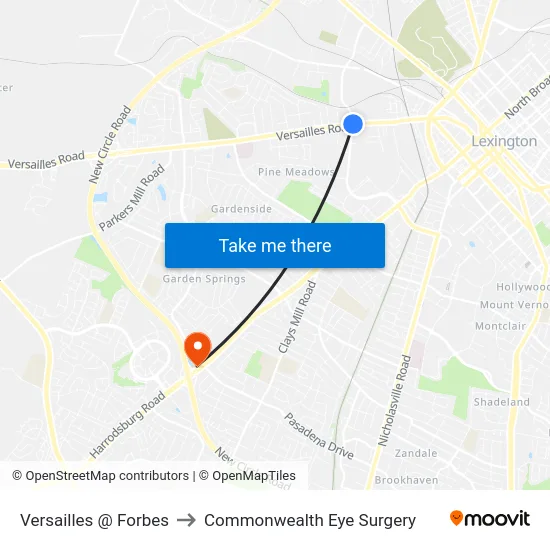 Versailles @ Forbes to Commonwealth Eye Surgery map
