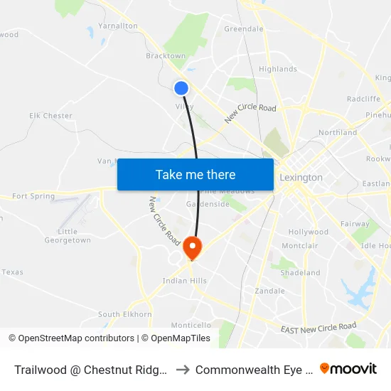 Trailwood @ Chestnut Ridge Inbound to Commonwealth Eye Surgery map