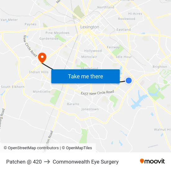 Patchen @ 420 to Commonwealth Eye Surgery map