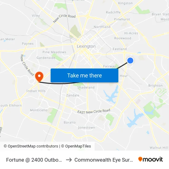 Fortune @ 2400 Outbound to Commonwealth Eye Surgery map