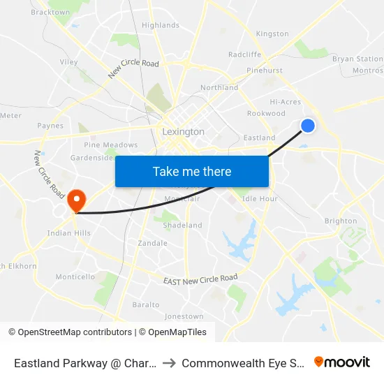 Eastland Parkway @ Charleston to Commonwealth Eye Surgery map