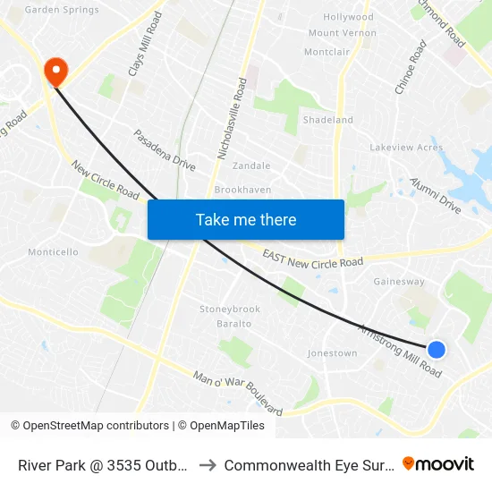 River Park @ 3535 Outbound to Commonwealth Eye Surgery map