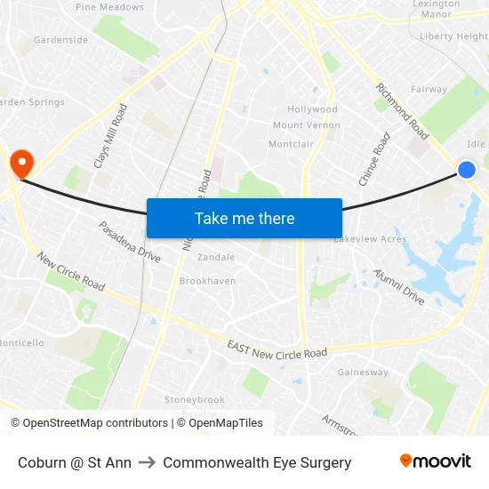 Coburn @ St Ann to Commonwealth Eye Surgery map
