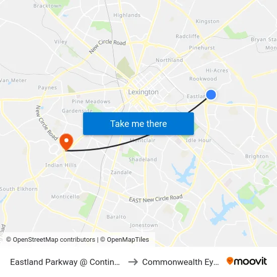 Eastland Parkway @ Continental Square to Commonwealth Eye Surgery map