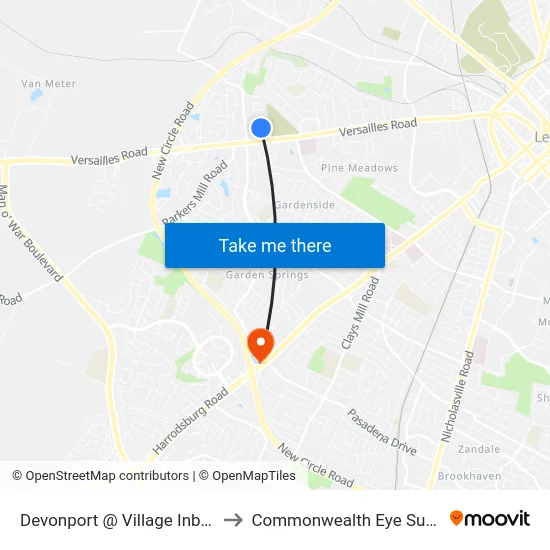 Devonport @ Village Inbound to Commonwealth Eye Surgery map